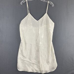 VTG California Miss Satin Jacquard Chemise Off White Nightgown